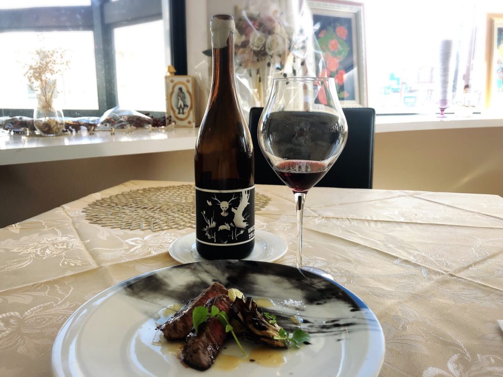 ワイン　ペアリング　知多牛のロティ×赤ワイン(ウニコ・ゼロ)